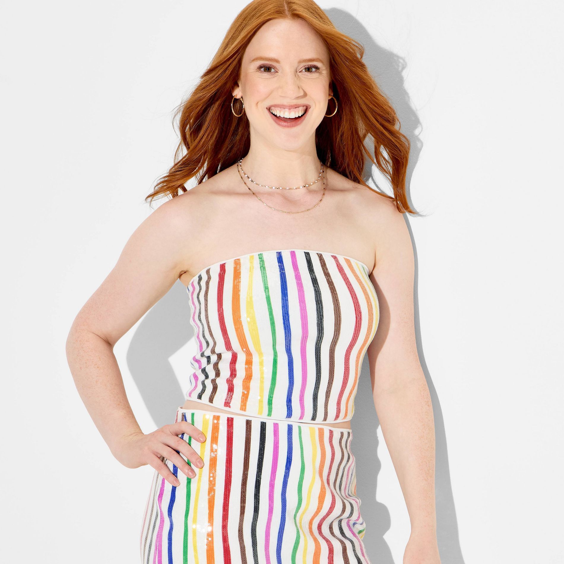 Pride Adult Sequin Tube Top - White