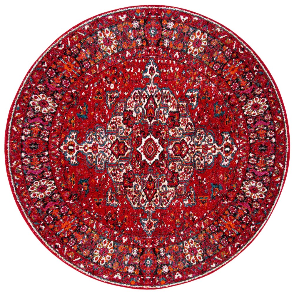 6'7in Round Cindi Medalion Loomed Area Rug Red - Safavieh