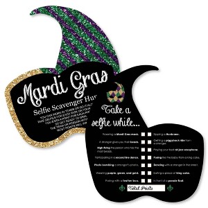 Big Dot of Happiness Mardi Gras - Selfie Scavenger Hunt - Masquerade Party Game - Set of 12 - 1 of 4