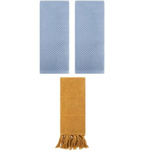 REGALWOVEN 3 Packs Cotton Soft Absorbent Tassels and Waffle Hand Towel - 1 of 4