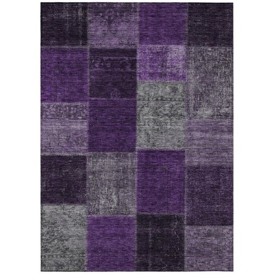 Eggplant Purple And Lilac Patchwork Washable Indoor Outdoor Area Rug