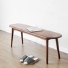 CAVINAS Modern Natural Solid Wood Ottoman Bench,Simple Oval Dining Bench for Living Room,Dining Room - 2 of 4