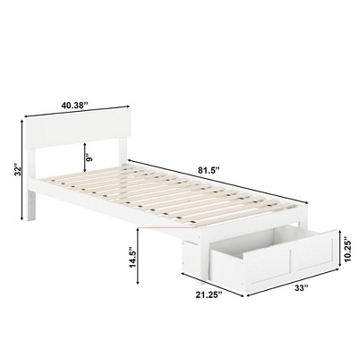 Boston Twin XL Bed with Modern Panel Headboard and Storage Drawer