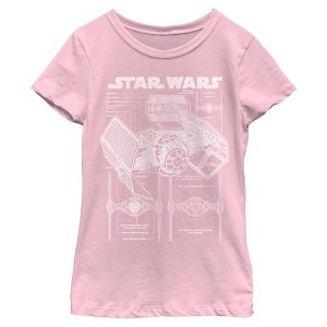 Girls Star Wars TIE Fighter Schematic T Shirt - 1 of 4