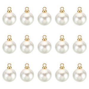 Unique Bargains Beautiful Designer DIY Jewelry Making Faux Pearl Pendants 150 Pcs Gold White 0.39" - 1 of 4