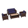 Sonkuki 4 Pieces Patio Conversation Set, Loveseat Sofa with Coffee Table, All-Weather PE Rattan Wicker Sofa - 2 of 4
