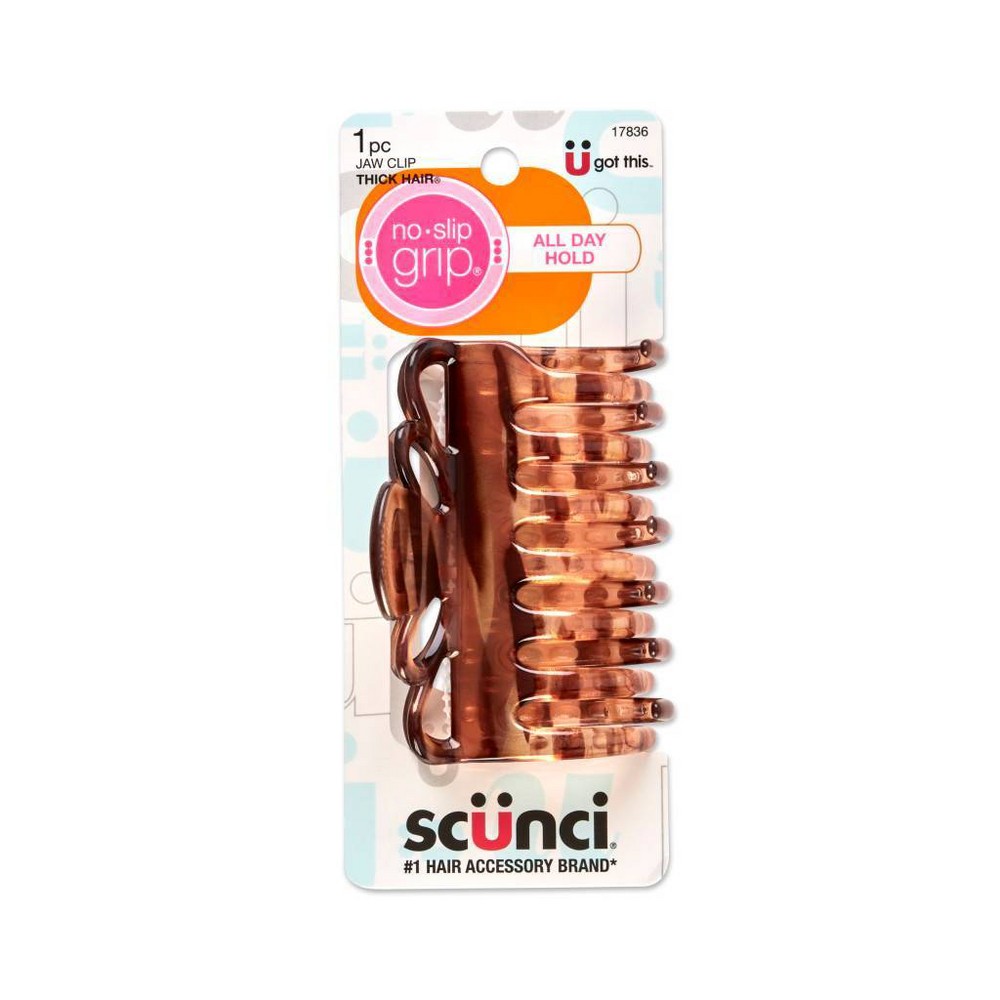 scünci No-Slip Grip Crown Claw Hair Clip - Brown - All Hair