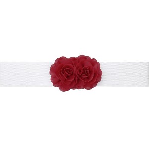 INSPIRE CHIC Women's Large Chiffon Rose Double-Flower Elastic Stretch Wide Corset Waist Belt 1 Pc - 1 of 4