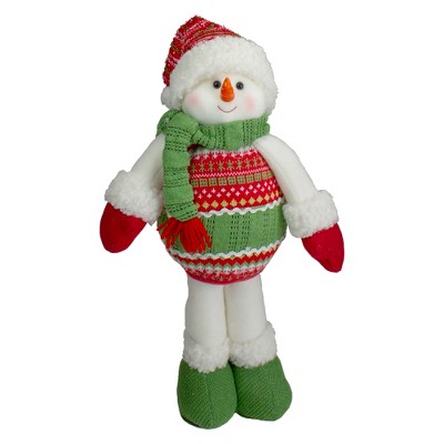 Northlight 17.5" Red and Green Jolly Plush Snowman Christmas Figure