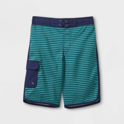 Boys' Striped Board Shorts - Cat & Jack™ Blue