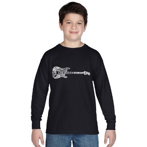 LA Pop Art Boy's Word Art Long Sleeve - Rock Guitar - 1 of 4