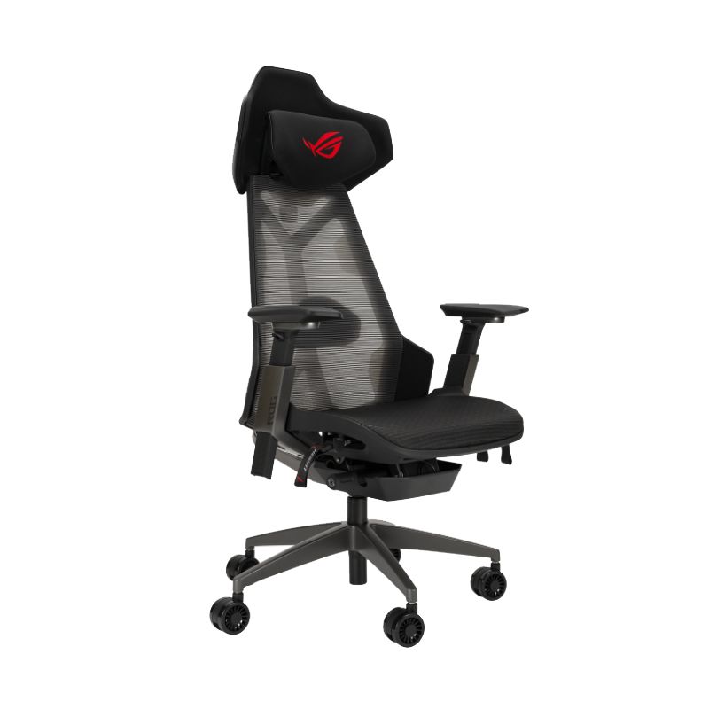 ASUS ROG Destrier Ergo Gaming Chair, Futuristic Cyborg Aesthetic, Versatile Seat Adjustments, Mobile Gaming Arm Support Mode, Acoustic Panel, 3 of 5