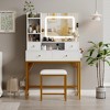 GustoWave Makeup Vanity Desk with Mirror, Desk with Lights in 3 Colors, Girls Vanity Table with Charging Station, 4 Drawers - 2 of 4