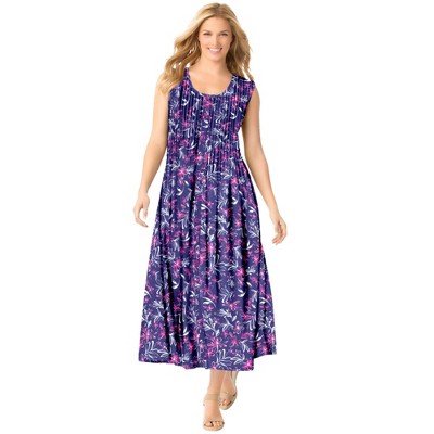 Woman Within Plus Size Petite Pintucked Sleeveless Dress