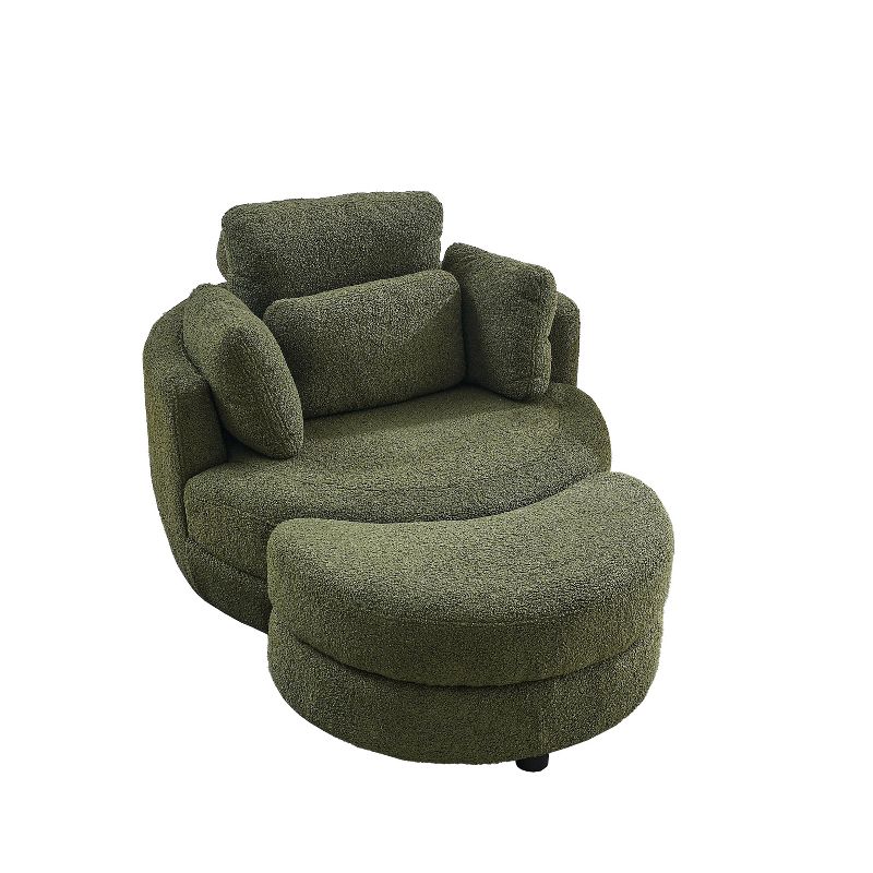 39" Accent Round Loveseat Circle Barrel Chairs, Oversized Swivel Chair with Moon Storage Ottoman-ModernLuxe, 5 of 12