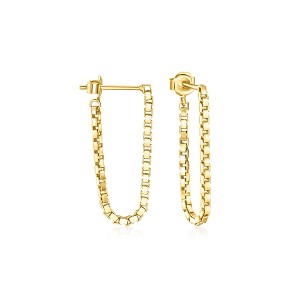 RS Pure by Ross-Simons 18kt Gold Vermeil Box-Chain Drop Earrings - 1 of 4