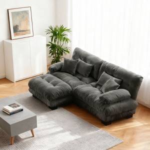 Homy Casa Cloud L-Shaped Sectional Sofa with Chaise Lounge and Plush Cushions, for Living Room or Family Space - 1 of 4
