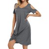 Coolmee Women Trendy Casual Cold Shoulder Short Sleeve V Neck Twist Knot Hem Wrap Midi Dress - 2 of 3