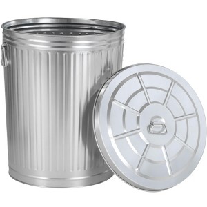 Round Galvanized Steel, Trash Can with Lid - Durable Metal Bucket for Backyard, Lawn, Garden and Yard Use - 1 of 4