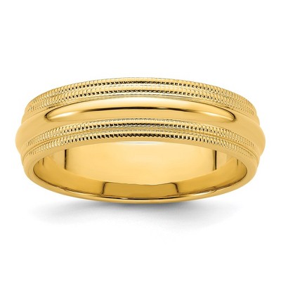 Black Bow Jewelry 6mm 14K White or Yellow Gold Double Milgrain Edge Comfort Fit Band
