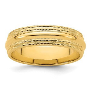 Black Bow Jewelry 6mm 14K White or Yellow Gold Double Milgrain Edge Comfort Fit Band - 1 of 4