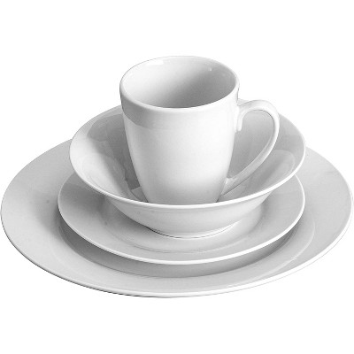 White Porcelain 16-Piece Dinnerware Set, Service for 4