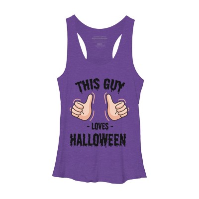 Women's Design By Humans This Guy Loves Halloween By MultimediaOne Racerback Tank Top