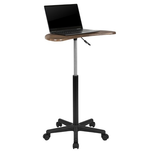 Costway Mobile Standing Desk Rolling Adjustable Laptop Cart Home Office  Walnut\natural : Target