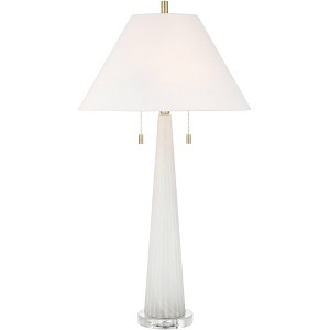 Possini Euro Design Possini Euro Regina 33" High White Glass 2-Light Table Lamp - 1 of 4