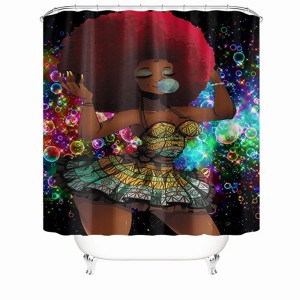 Red Hair Girl Shower Curtains for Bathroom Waterproof Fabric Bath Curtain Durable Soft Stylish Bathroom Decor 72x72 Inch - 1 of 1