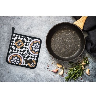 Marrakesh Black and White Cotton Geometric Pot Holder