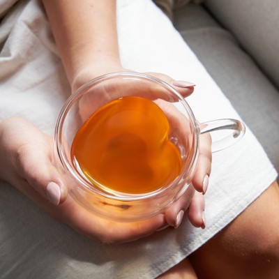 Kendall Clear Heart Shaped Double Walled Glass Tea Mug