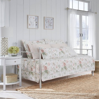 39 X 75 Breezy Floral Daybed Quilt Sham Bonus Set Pink Laura Ashley Cotton Comforter With Decorative Pillow Target