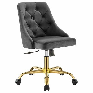 Modway Distinct Tufted Swivel Performance Velvet Office Chair, Gold Gray - 1 of 4