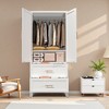 QingMoon Metal Armoire Wardrobe Closet, with 2 Drawers and Hanging Rod, Adjustable Shelves and Hanging Rod, Household Steel Wardrobe,for Bedroom Dorm - 2 of 4