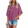 Imily Bela Women's Half Sleeve T-Shirts Solid Color Loose Flowy Tops T-shirt - 2 of 3