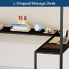 Zevemomo Full Size Loft Bed with L-Shaped Desk, Metal Loft Bed Frame,Wardrobe and Storage Stairs, Space Saving, Black - 2 of 4