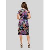24seven Comfort Apparel Womens Black Paisley Knee Length Short Sleeve Faux Wrap Dress - 3 of 4
