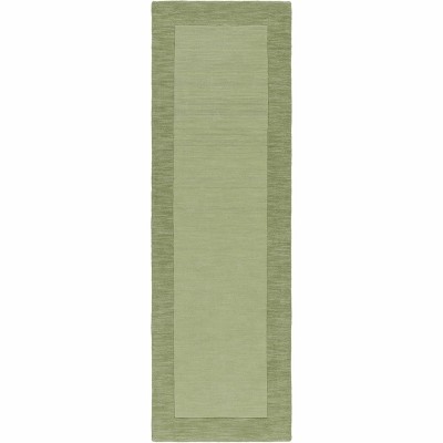 Hauteloom Bordered Solid Green Wool Rug