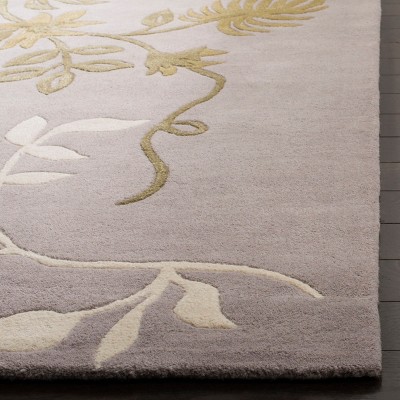 Light Grey Hand Tufted Wool and Viscose Area Rug