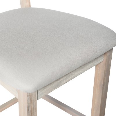 Gray Wood Backless Counter Stool with Padded Seat
