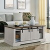 KTMBDW 41.3'' Coffee Table with Storage & Sliding Barn Doors, Farmhouse Cocktail Table w/Adjustable Shelves, Rectangular Center Table for Living Room - 3 of 4