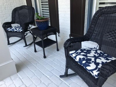 16x18.5x3 Damask 2pc Outdoor Square Seat Cushion Set Blue/White - Pillow  Perfect