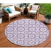 Lavender Purple And Ivory Floral Medallion Washable Indoor Outdoor Area Rug - 2 of 4