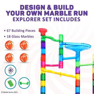 85-Piece Multicolor Translucent Marble Run Set with Glass Marbles
