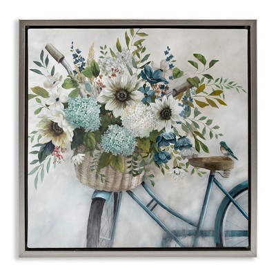 Stupell Industries Floral Bike Basket, 25" x 25"