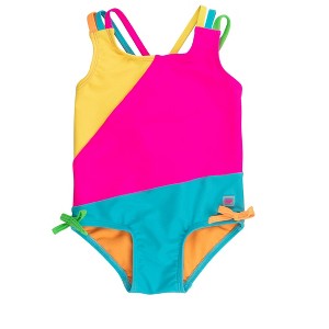 RuffleButts Baby Girls UPF50+ Sun Protected Color Block Cross-Back One Piece Swimsuit - 1 of 2