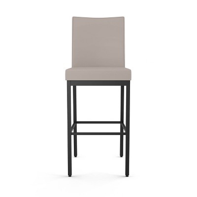 Cream Faux Leather and Black Metal Bar Stool, 30" Height
