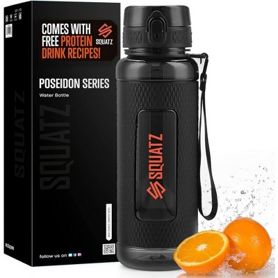SQUATZ 24 Oz Poseidon Series Water Bottle for Protein and Fruit Shakes -  Black