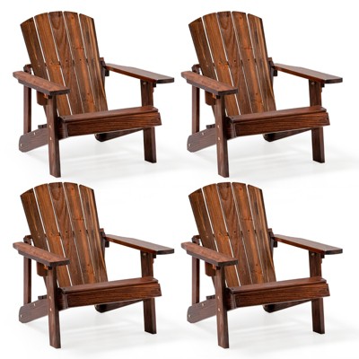 Infans Set of 4 Kid's Adirondack Chair Patio Wood High Backrest Arm Rest Outdoor
